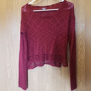 Charlotte Russe Long Sleeve Knit Crop Top Size S